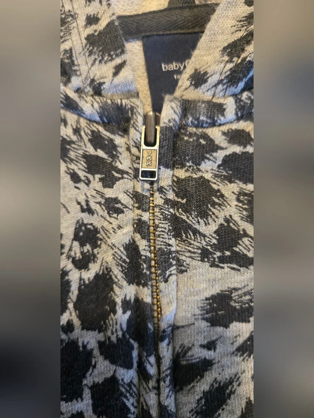GAP Black & Gray Leopard Zip Hoodie
